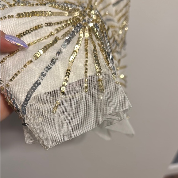 Aidan Mattox Stunning Gold Sequin Starburst Cocktail Dress Size 6 - Picture 6 of 8